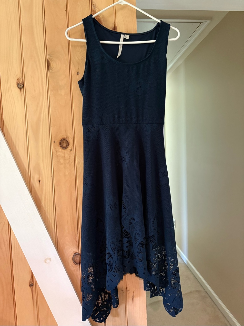 LC Lauren Conrad Navy Sleeveless High-Low Dress with Lace Hem